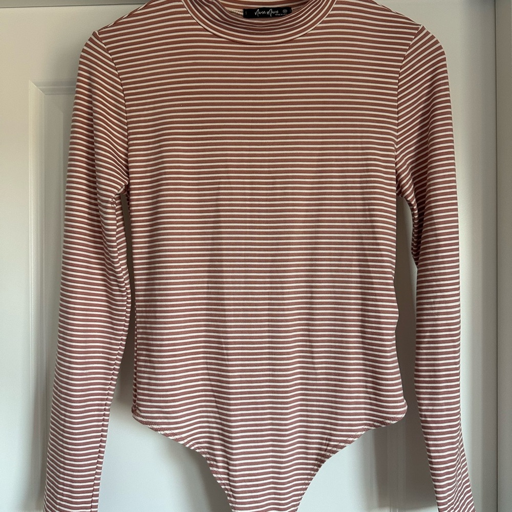 NanaMacs pink striped long sleeve bodysuit
